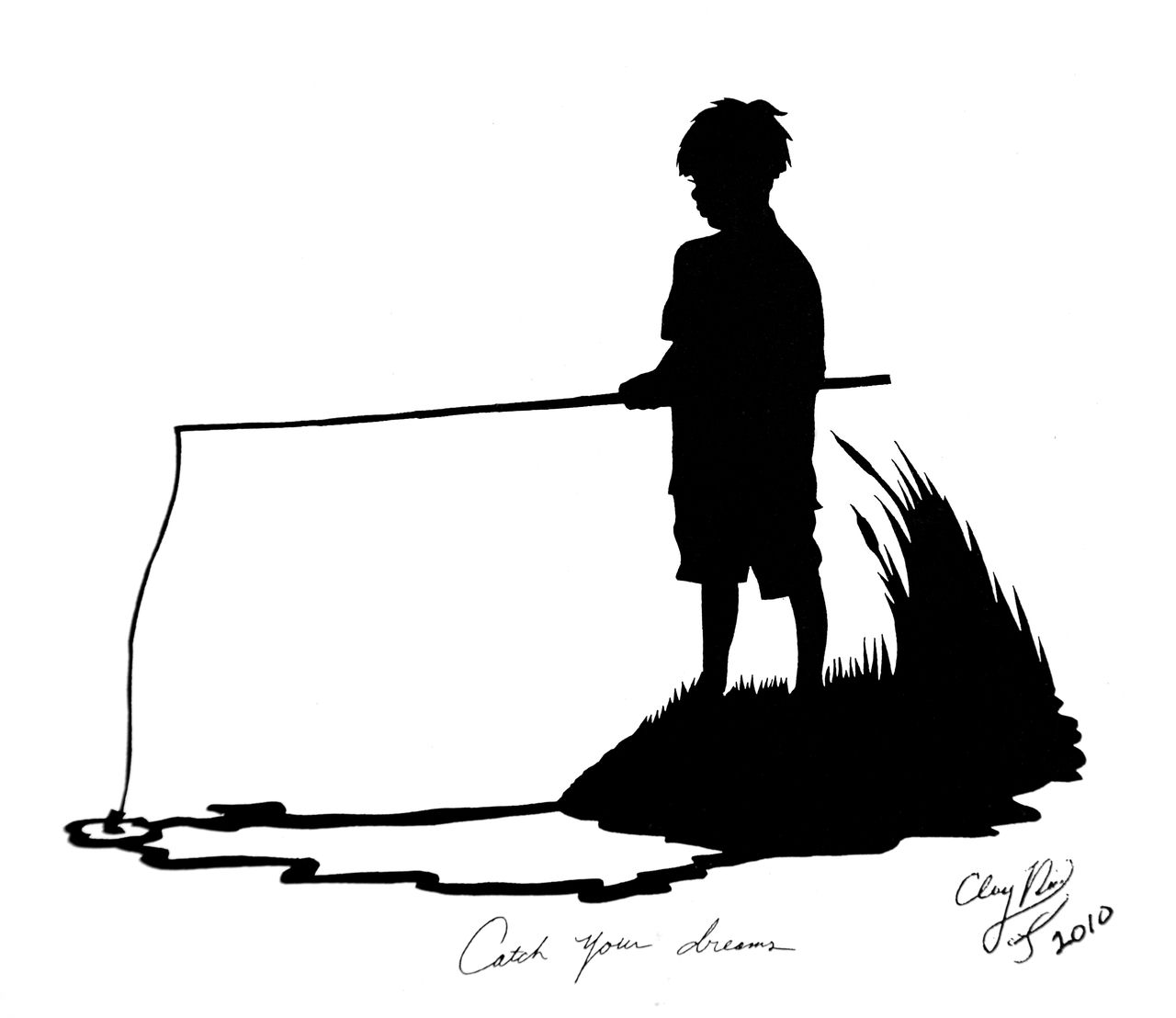 Artwork of a young boy fishing in Charleston, SC