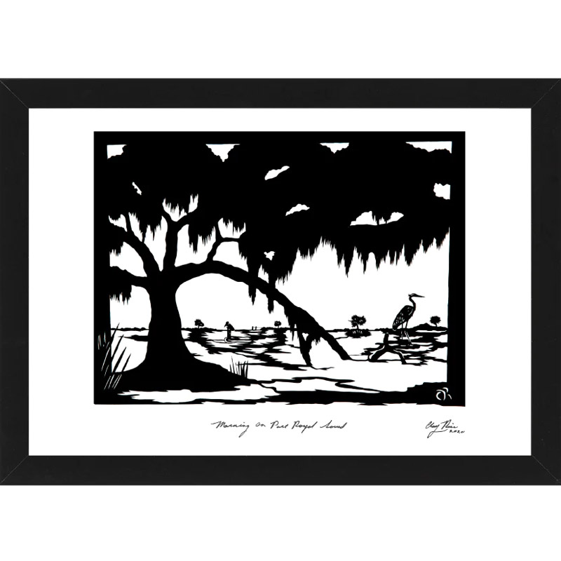Port Royal Sound silhouette art by Clay Rice framed print