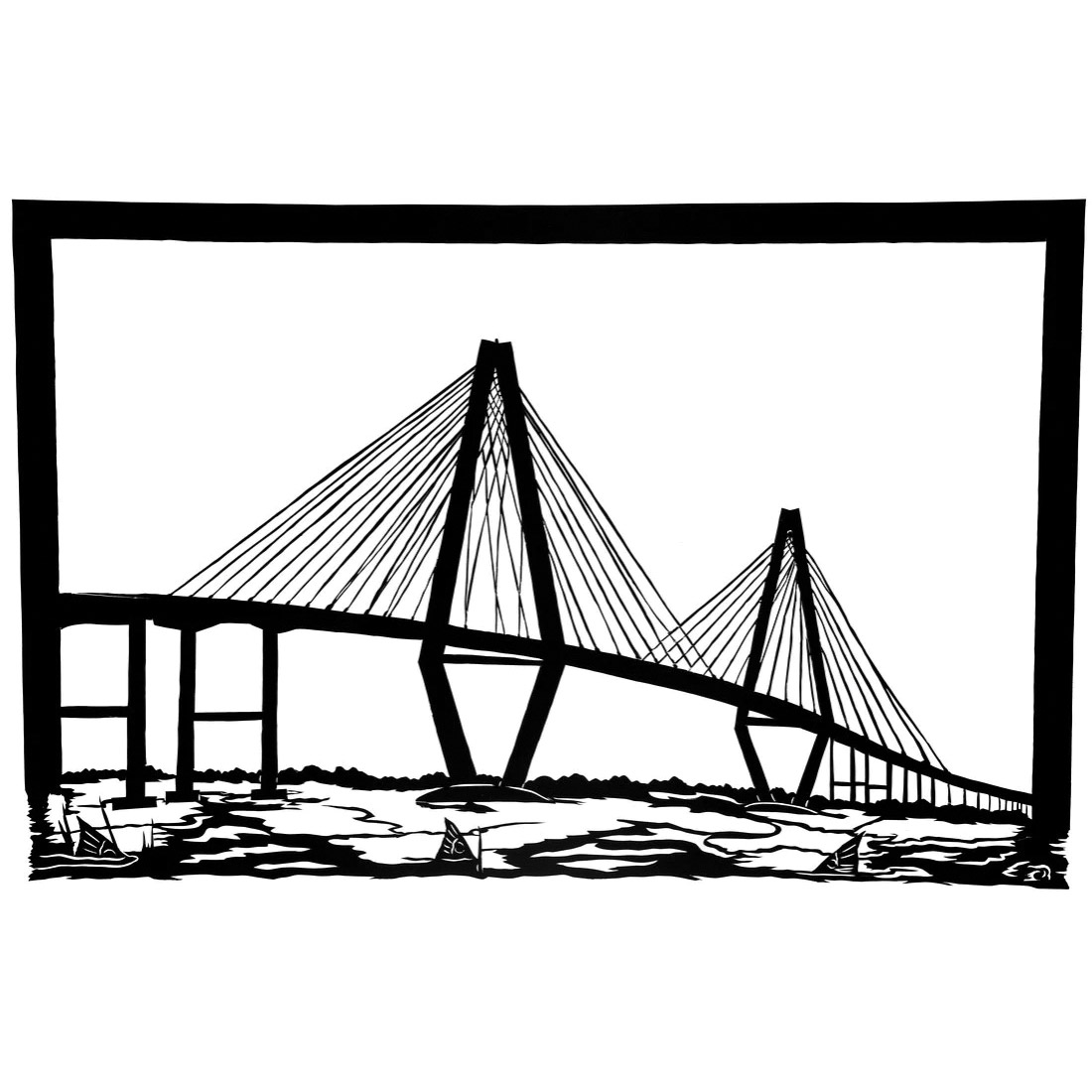 Artwork of The Ravenel Bridge in Charleston, SC