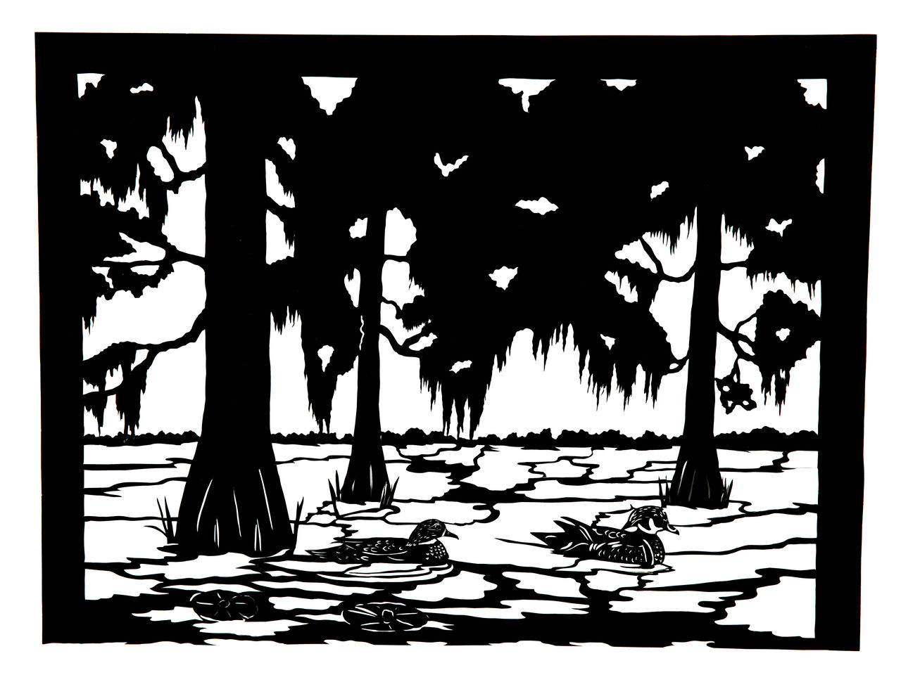 Artwork of a pair of wood ducks in Charleston, SC by Clay Rice