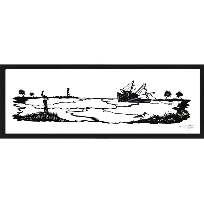 Lowcountry Afternoon silhouette art by Clay Rice framed print