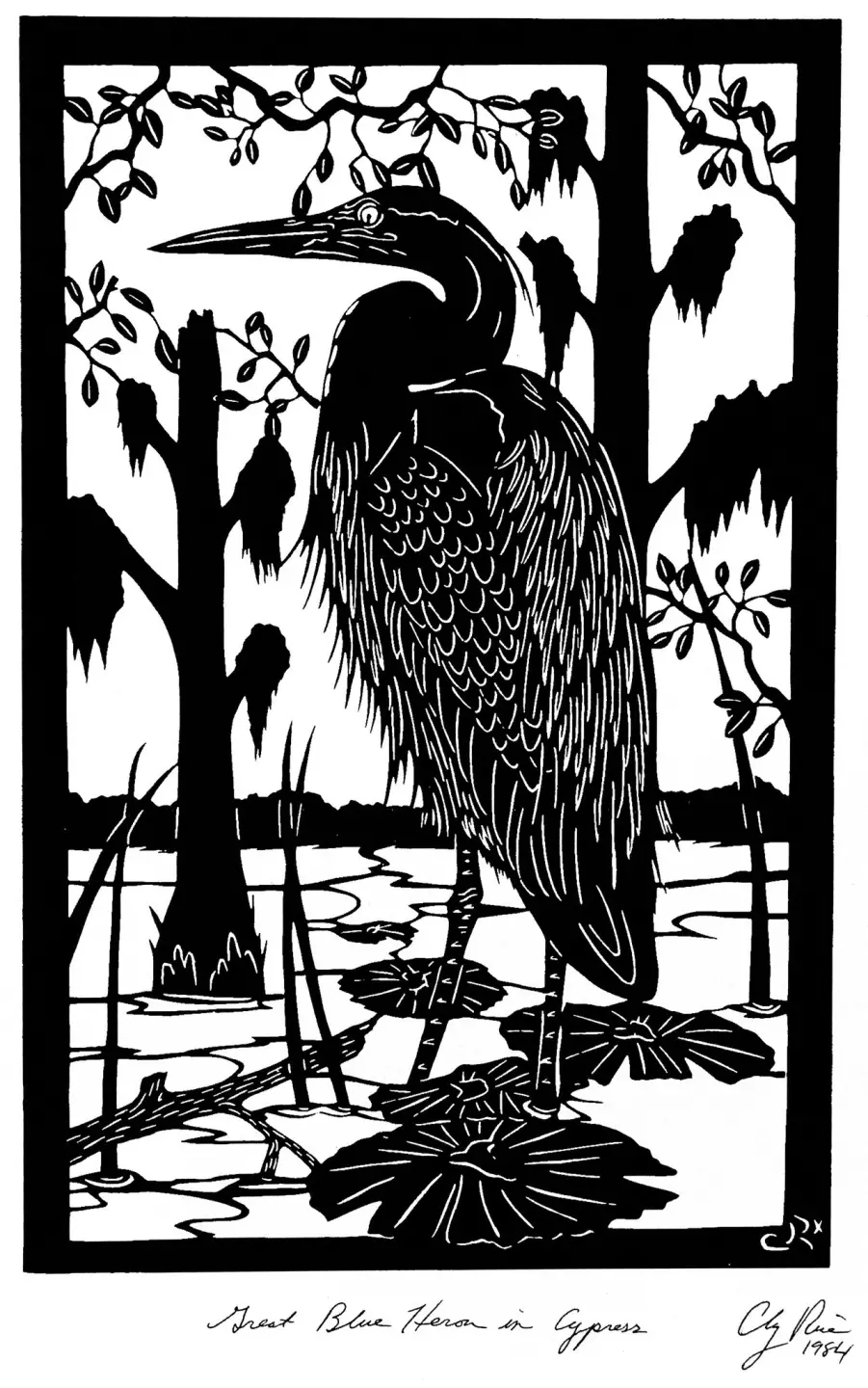 Artwork of a snowy egret in Charleston, SC by Clay Rice