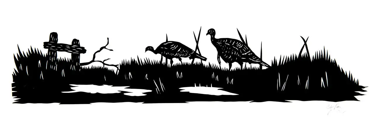 Artwork of two wild turkeys in Charleston, SC by Clay Rice