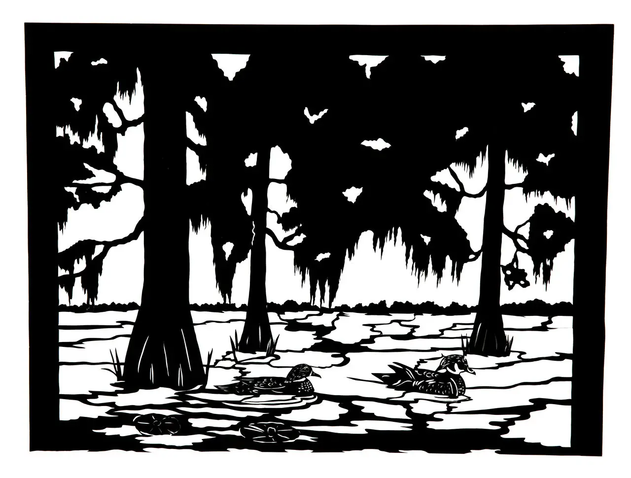 Artwork of a pair of wood ducks in Charleston, SC by Clay Rice