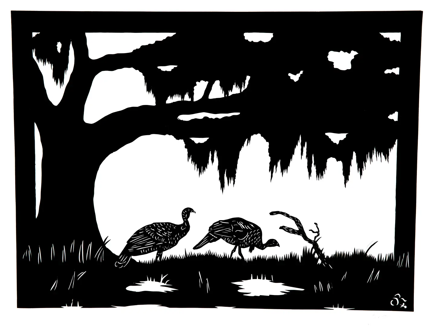 Artwork of two wild turkeys in Charleston, SC by Clay Rice